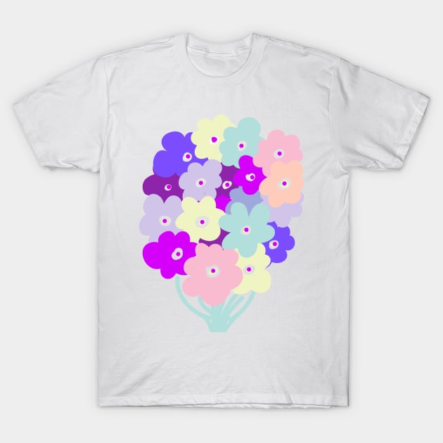 BUNCH OF PASTEL FLOWERS T-Shirt by aroba